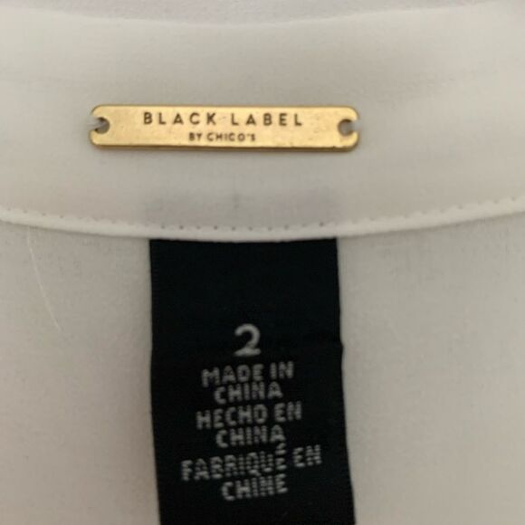 Chico’s Black Label Elegant Woven White Asymmetrical  Blouse Size 2/12 - Picture 5 of 14
